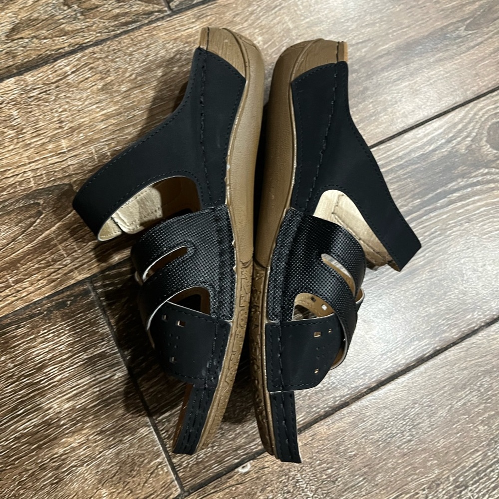 Nwot Flexus By Spring Step Black Open Toe Comfort… - image 3